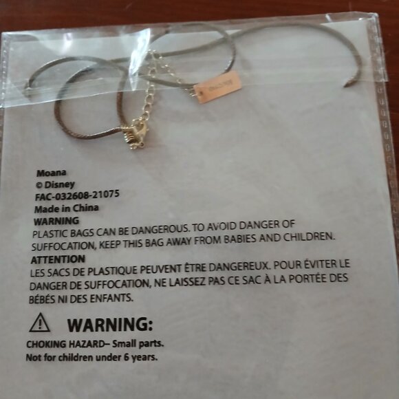 Disney Moana Cream Flower Brown Cord Necklace NIP - Picture 4 of 7